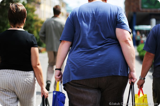 Obese woman shopping